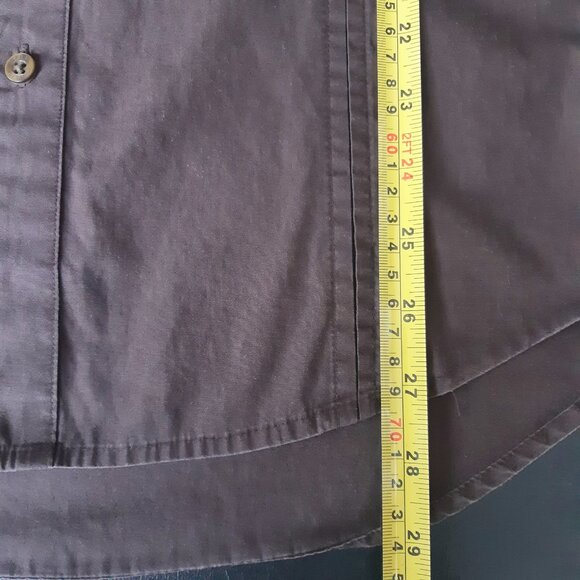 Perry Ellis SZ M Chocolate Brown 100% Cotton Men's LS Cargo Shirt - Picture 14 of 15